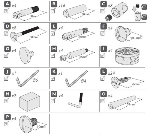 Full set fixings - set, of