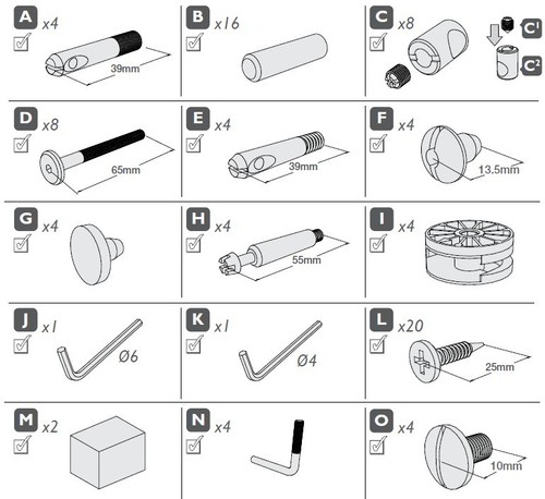 Full set fixings - full, of